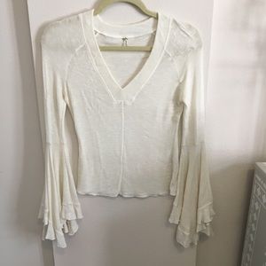 free people sheer cotton bell sleeve top